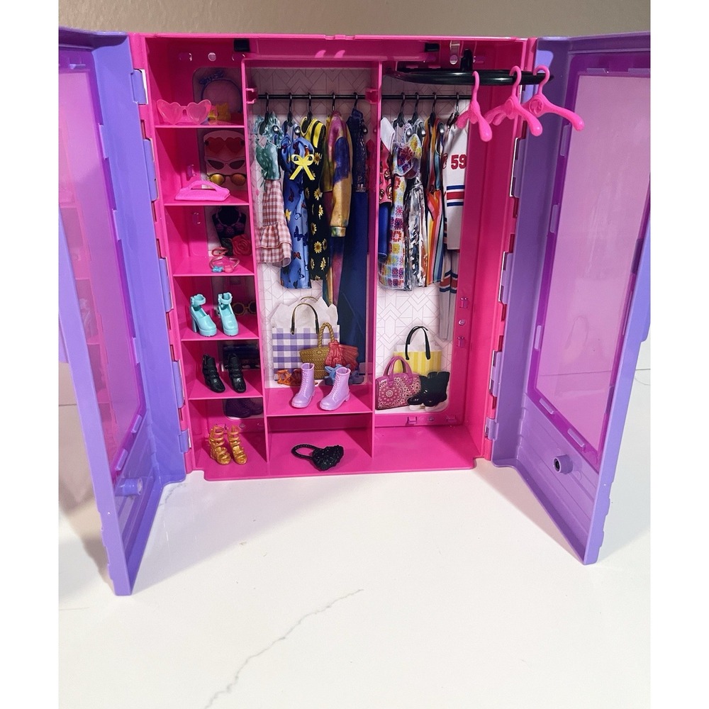 Barbie Fashionista Closet Wardrobe Purple‎ Pink Storage Case Toy Organizer 2018